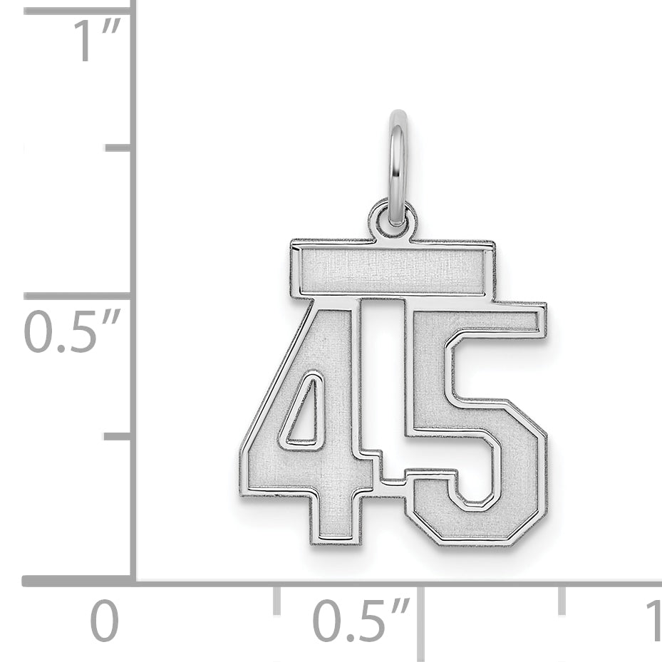 Sterling Silver Silver/Rhodium-Plated Satin Number 45 Charm