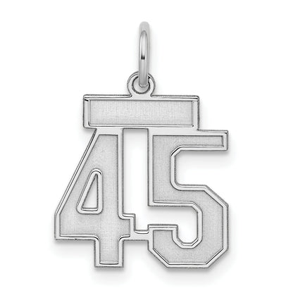 Sterling Silver Silver/Rhodium-Plated Satin Number 45 Charm
