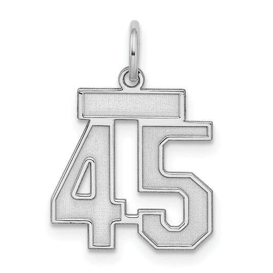 Sterling Silver Silver/Rhodium-Plated Satin Number 45 Charm