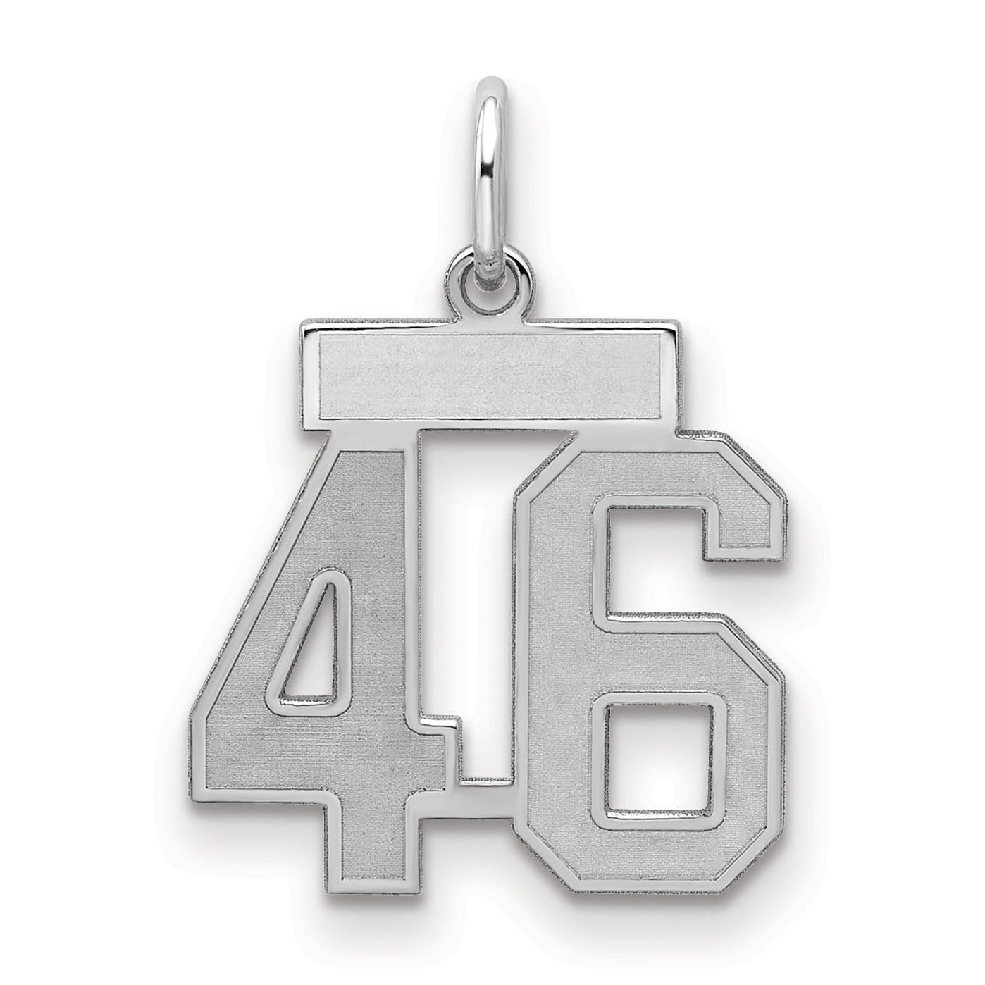 Sterling Silver Silver/Rhodium-Plated Satin Number 46 Charm