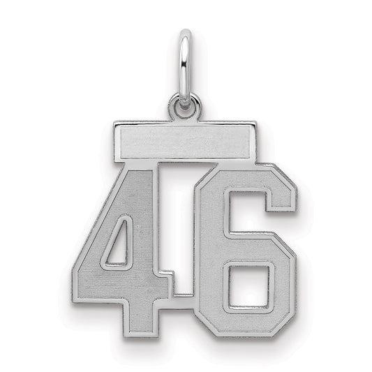 Sterling Silver Silver/Rhodium-Plated Satin Number 46 Charm