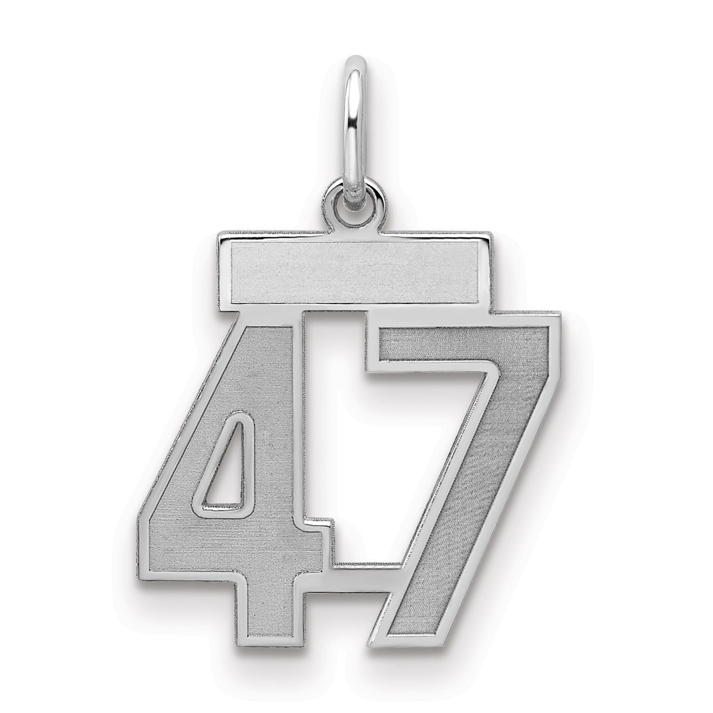 Sterling Silver Silver/Rhodium-Plated Satin Number 47 Charm