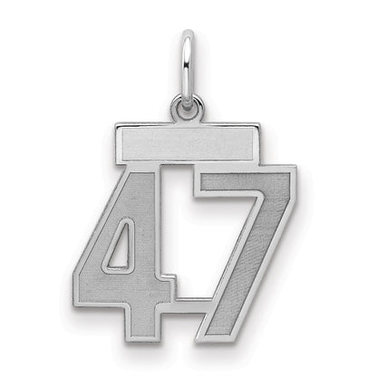 Sterling Silver Silver/Rhodium-Plated Satin Number 47 Charm