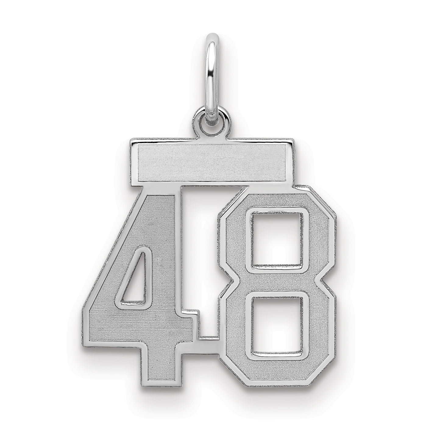 Sterling Silver Silver/Rhodium-Plated Satin Number 48 Charm