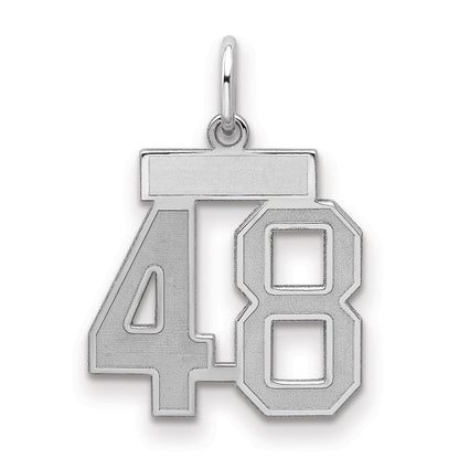 Sterling Silver Silver/Rhodium-Plated Satin Number 48 Charm