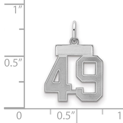 Sterling Silver Silver/Rhodium-Plated Satin Number 49 Charm
