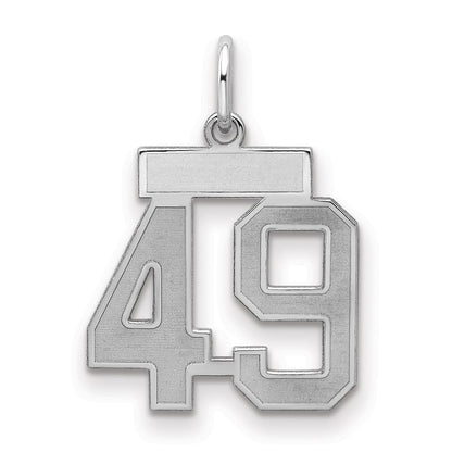 Sterling Silver Silver/Rhodium-Plated Satin Number 49 Charm