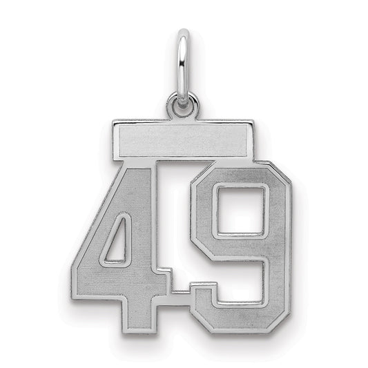 Sterling Silver Silver/Rhodium-Plated Satin Number 49 Charm