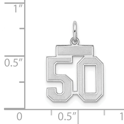 Sterling Silver Silver/Rhodium-Plated Satin Number 50 Charm