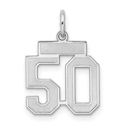 Sterling Silver Silver/Rhodium-Plated Satin Number 50 Charm