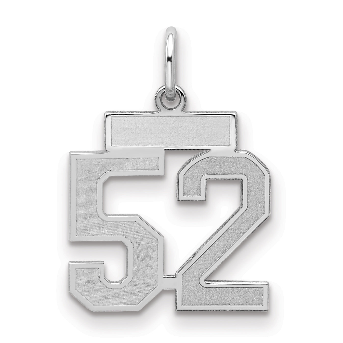 Sterling Silver Silver/Rhodium-Plated Satin Number 52 Charm