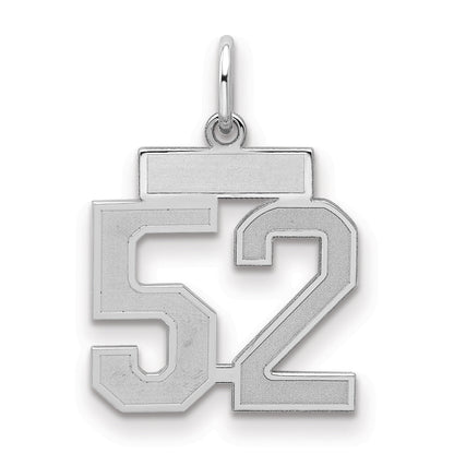 Sterling Silver Silver/Rhodium-Plated Satin Number 52 Charm