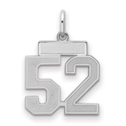 Sterling Silver Silver/Rhodium-Plated Satin Number 52 Charm
