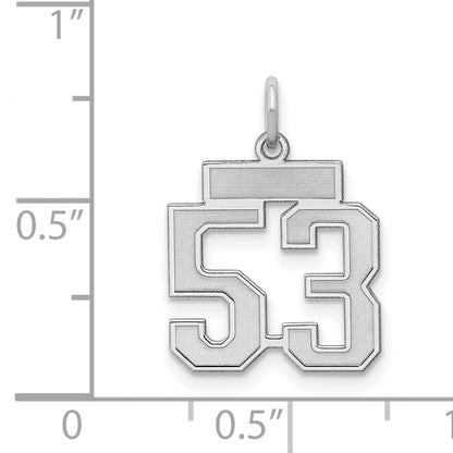 Sterling Silver Silver/Rhodium-Plated Satin Number 53 Charm