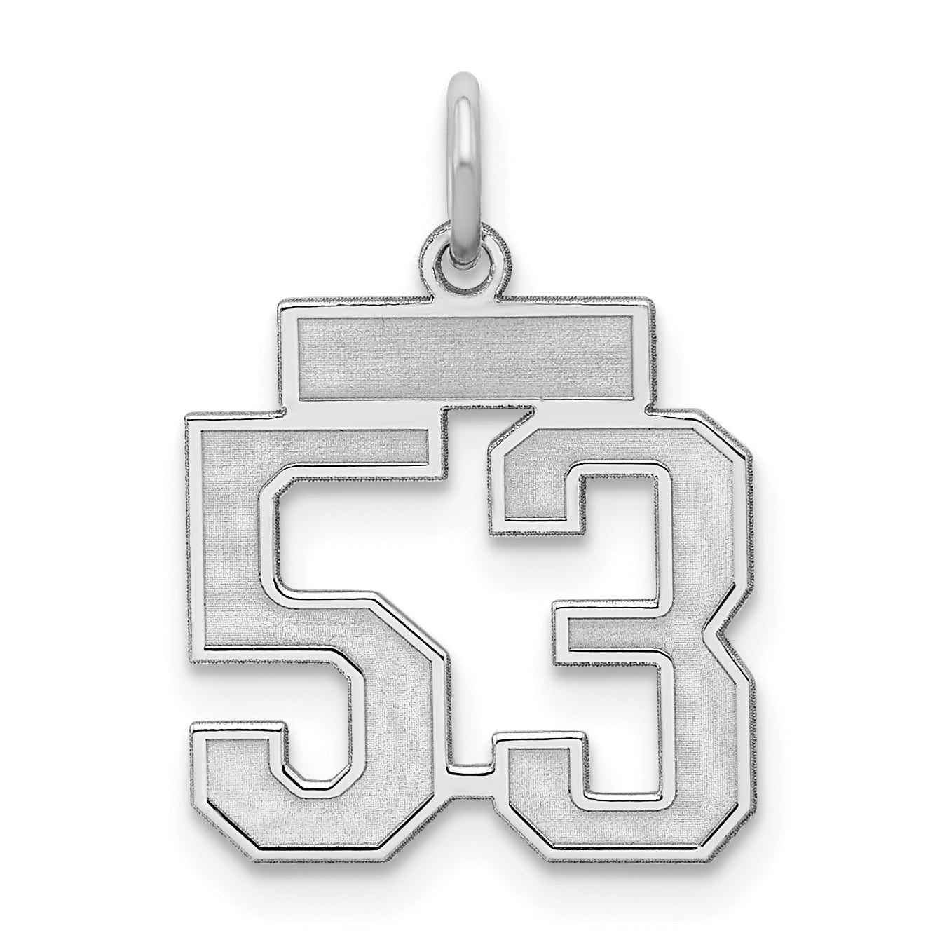 Sterling Silver Silver/Rhodium-Plated Satin Number 53 Charm