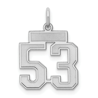 Sterling Silver Silver/Rhodium-Plated Satin Number 53 Charm