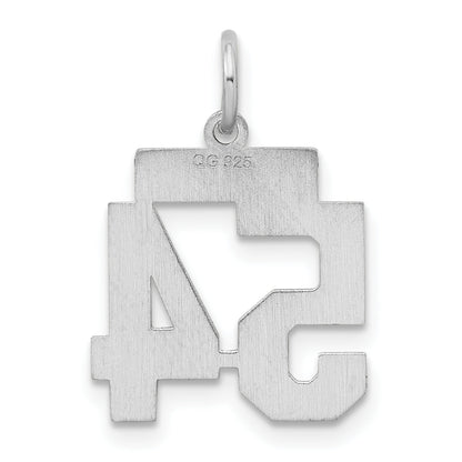 Sterling Silver Silver/Rhodium-Plated Satin Number 54 Charm