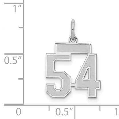 Sterling Silver Silver/Rhodium-Plated Satin Number 54 Charm