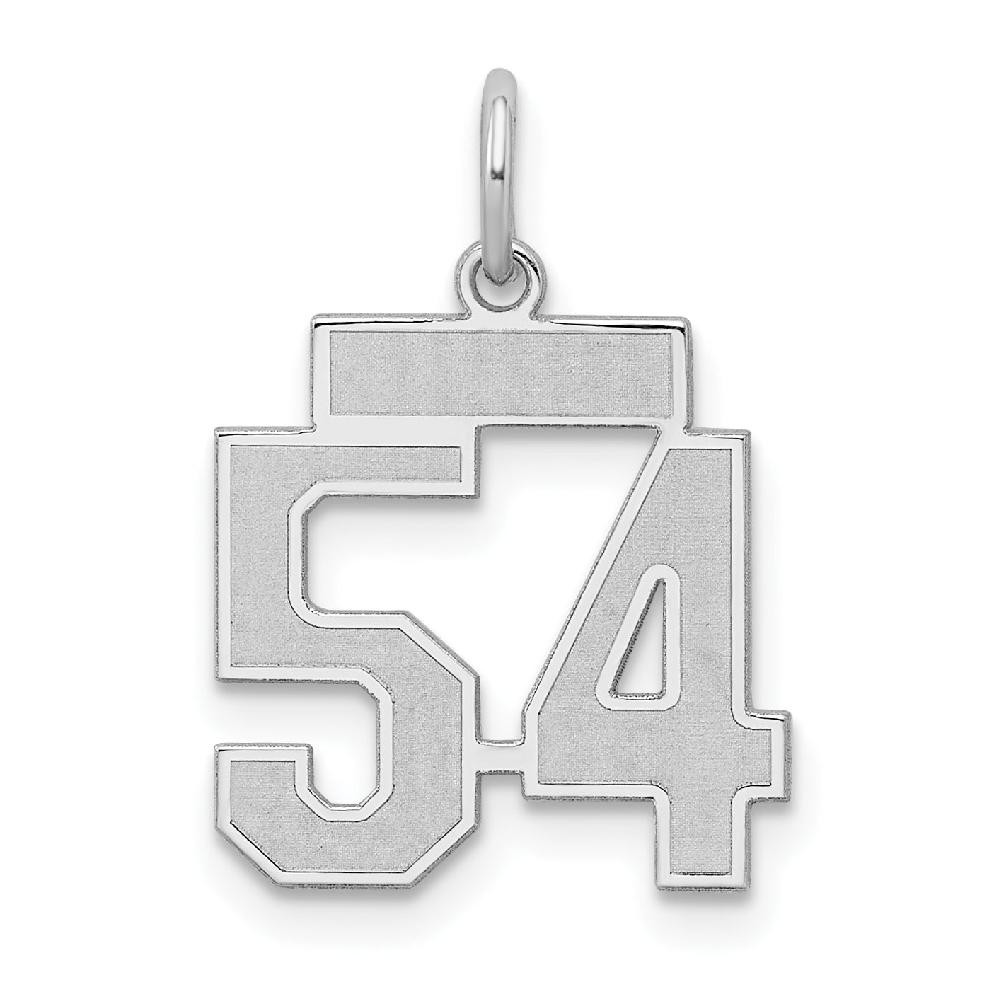 Sterling Silver Silver/Rhodium-Plated Satin Number 54 Charm