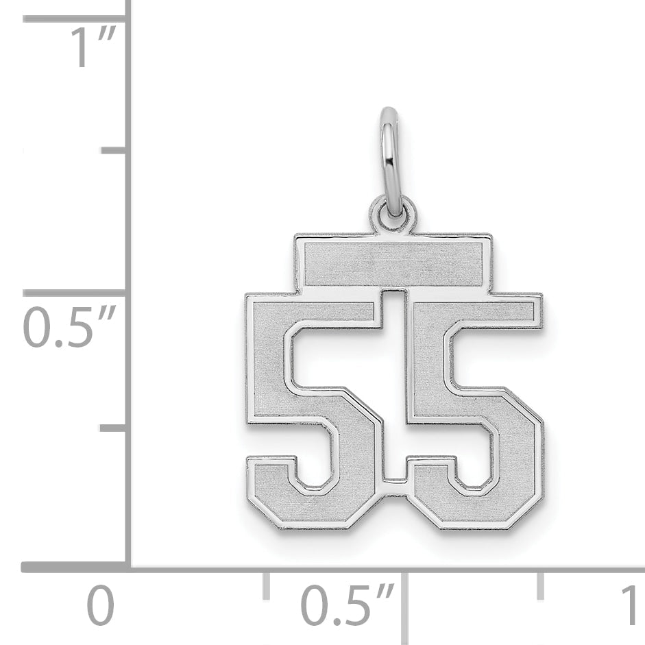 Sterling Silver Silver/Rhodium-Plated Satin Number 55 Charm