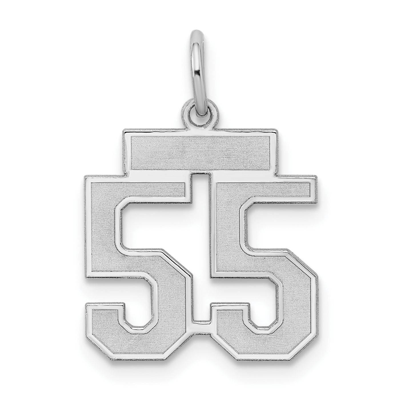 Sterling Silver Silver/Rhodium-Plated Satin Number 55 Charm