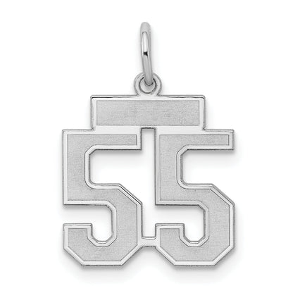 Sterling Silver Silver/Rhodium-Plated Satin Number 55 Charm