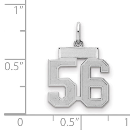 Sterling Silver Silver/Rhodium-Plated Satin Number 56 Charm