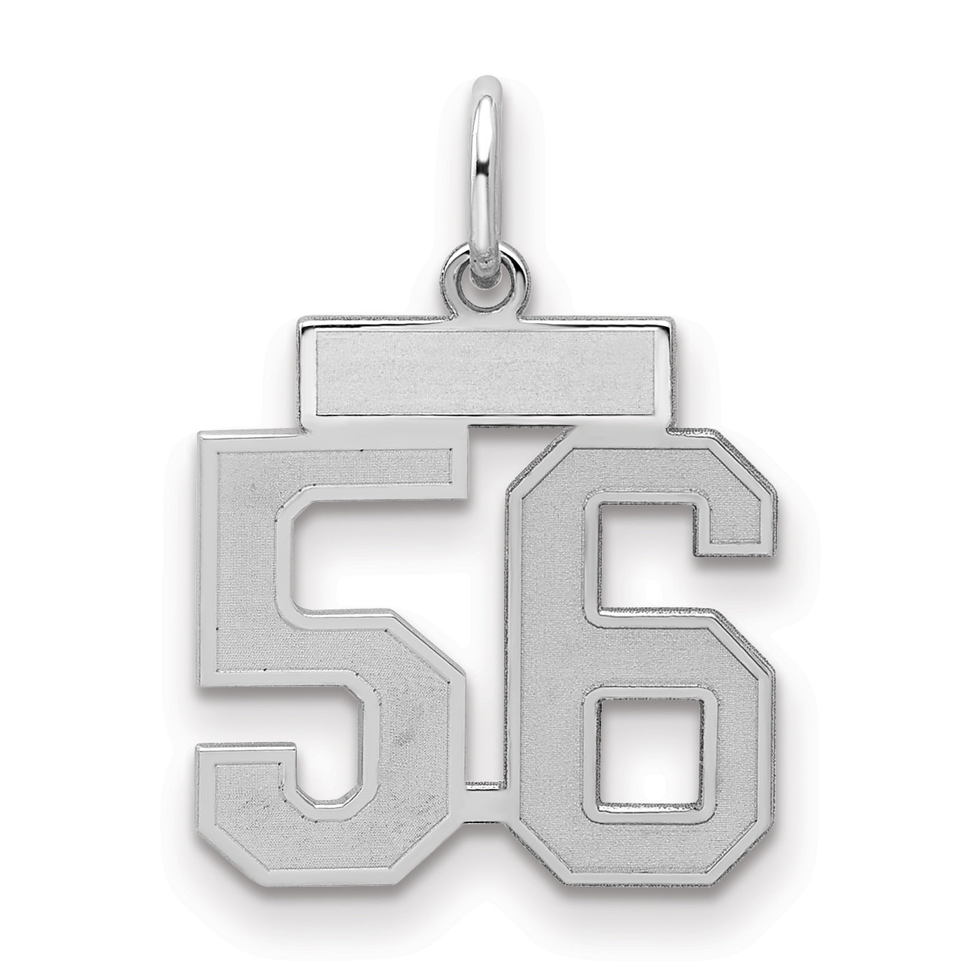 Sterling Silver Silver/Rhodium-Plated Satin Number 56 Charm