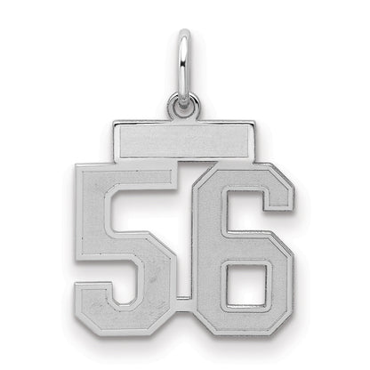 Sterling Silver Silver/Rhodium-Plated Satin Number 56 Charm
