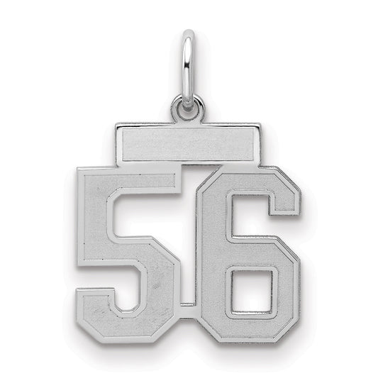 Sterling Silver Silver/Rhodium-Plated Satin Number 56 Charm