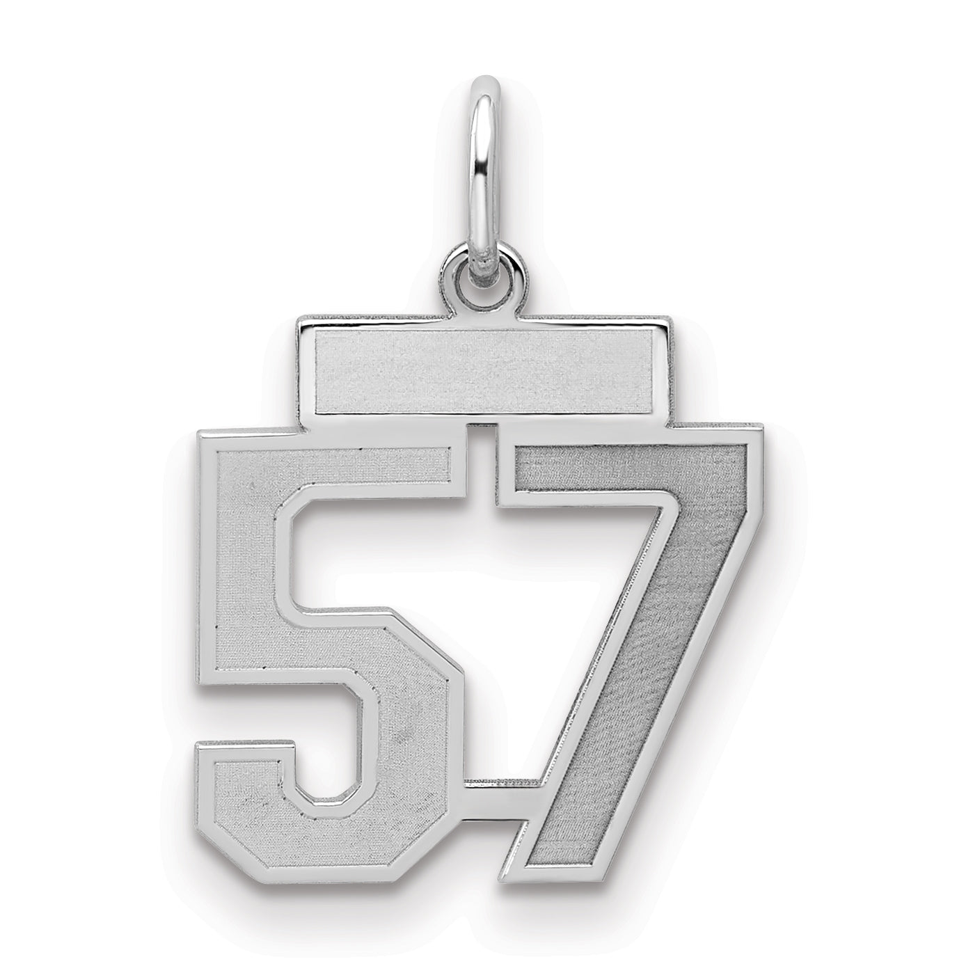 Sterling Silver Silver/Rhodium-Plated Satin Number 57 Charm