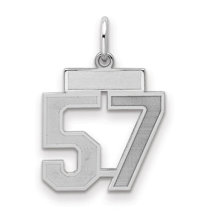 Sterling Silver Silver/Rhodium-Plated Satin Number 57 Charm