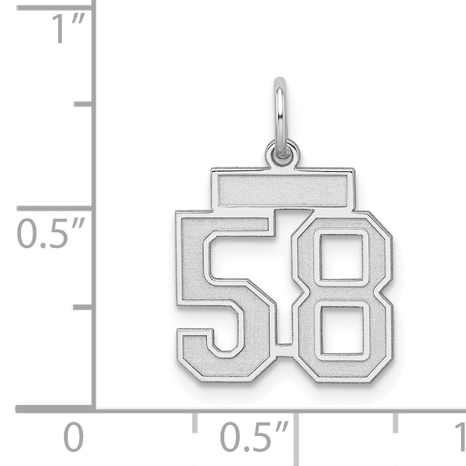 Sterling Silver Silver/Rhodium-Plated Satin Number 58 Charm
