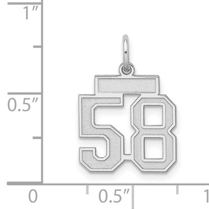 Sterling Silver Silver/Rhodium-Plated Satin Number 58 Charm