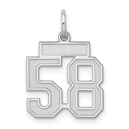 Sterling Silver Silver/Rhodium-Plated Satin Number 58 Charm