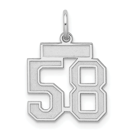 Sterling Silver Silver/Rhodium-Plated Satin Number 58 Charm