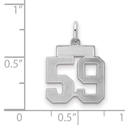 Sterling Silver Silver/Rhodium-Plated Satin Number 59 Charm