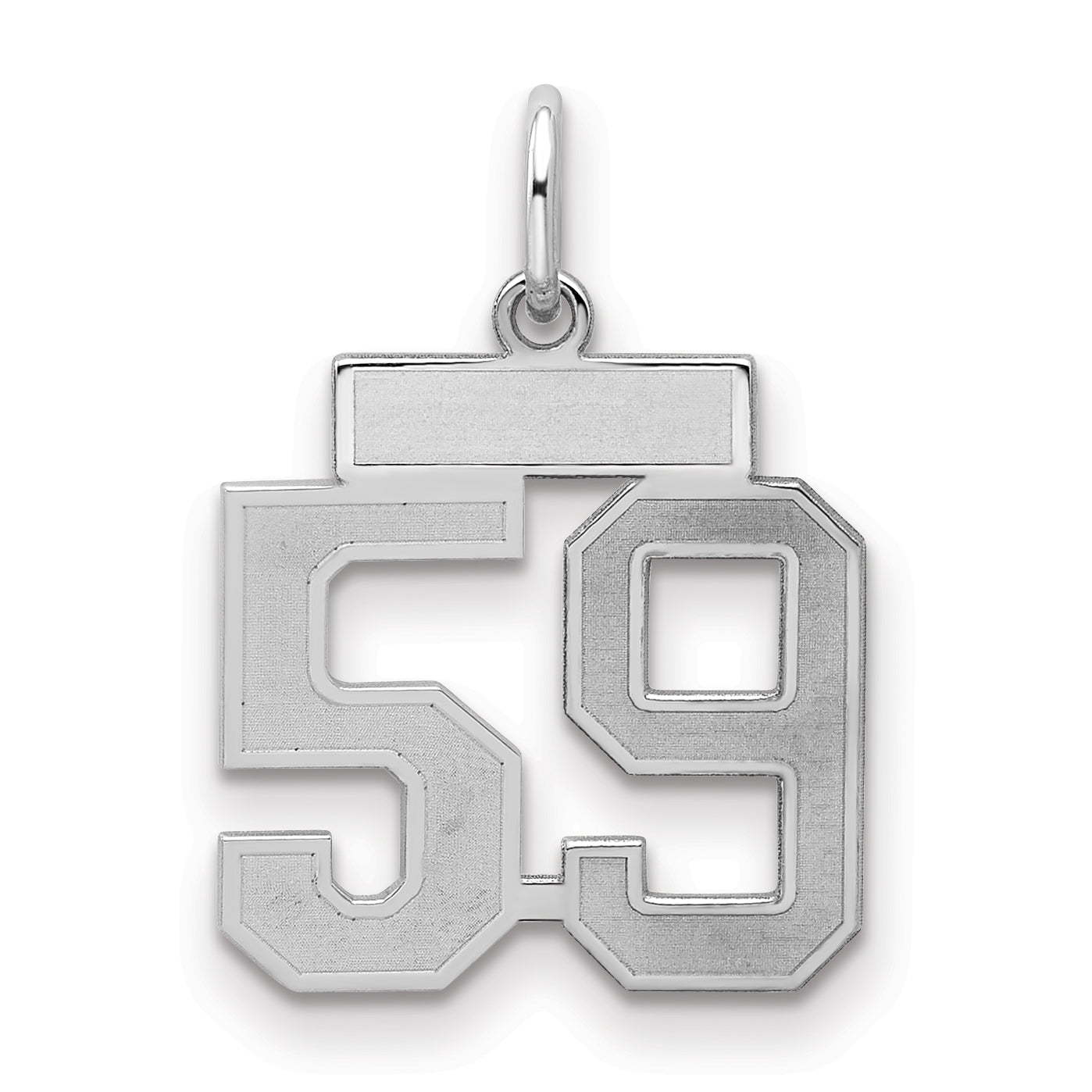 Sterling Silver Silver/Rhodium-Plated Satin Number 59 Charm