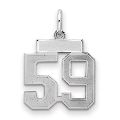 Sterling Silver Silver/Rhodium-Plated Satin Number 59 Charm