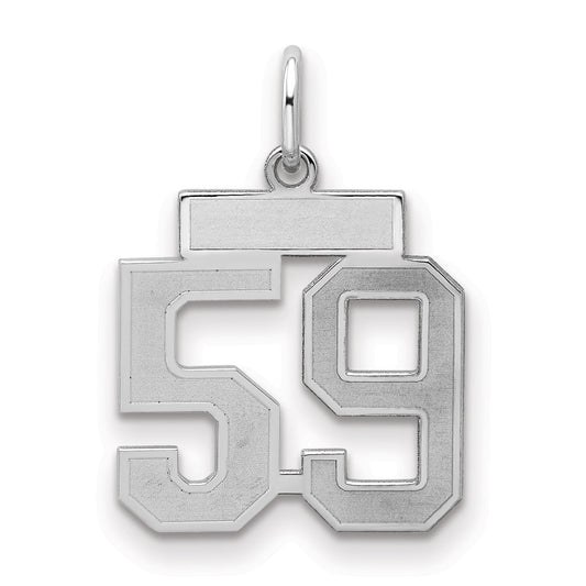 Sterling Silver Silver/Rhodium-Plated Satin Number 59 Charm