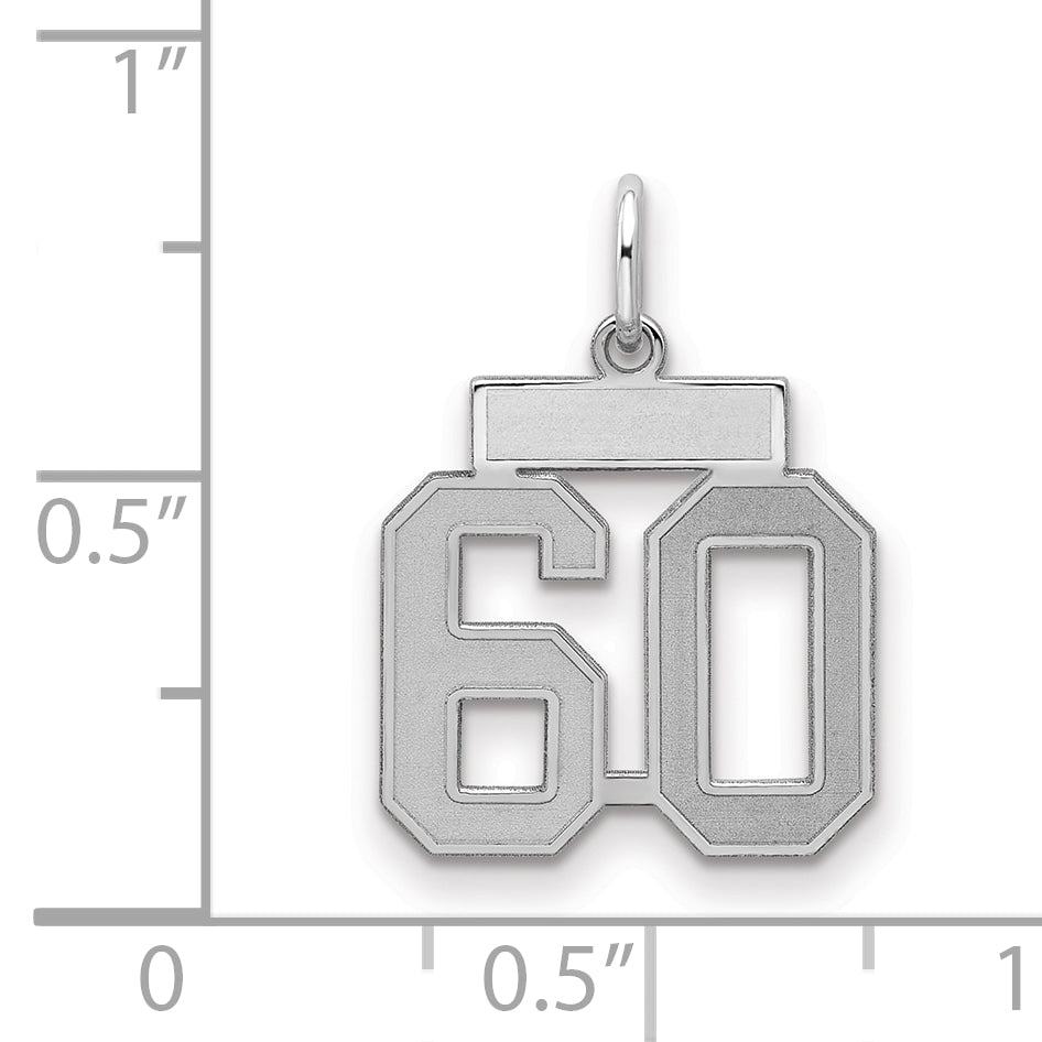 Sterling Silver Silver/Rhodium-Plated Satin Number 60 Charm