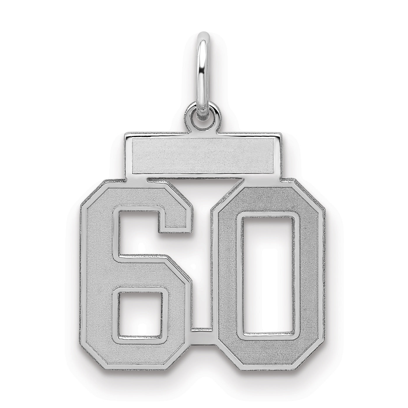 Sterling Silver Silver/Rhodium-Plated Satin Number 60 Charm