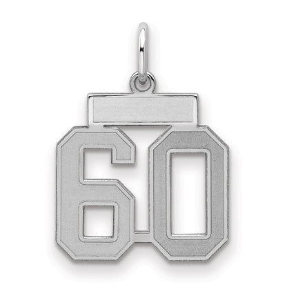 Sterling Silver Silver/Rhodium-Plated Satin Number 60 Charm