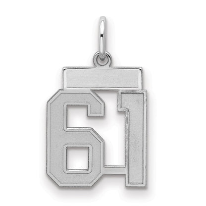 Sterling Silver Silver/Rhodium-Plated Satin Number 61 Charm