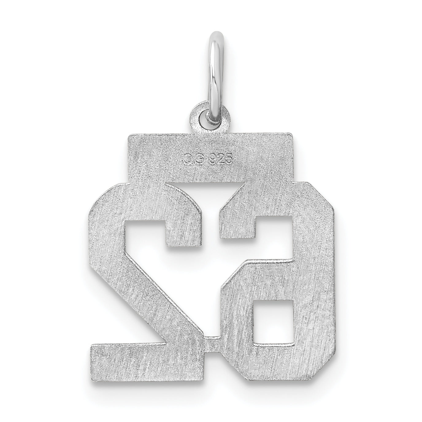 Sterling Silver Silver/Rhodium-Plated Satin Number 62 Charm