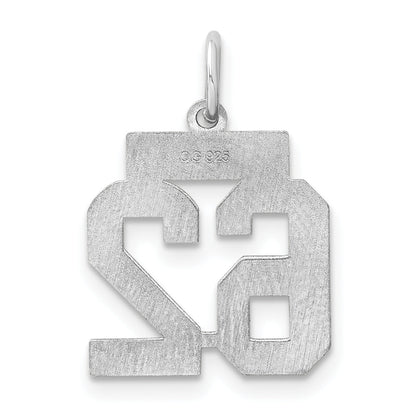 Sterling Silver Silver/Rhodium-Plated Satin Number 62 Charm