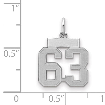 Sterling Silver Silver/Rhodium-Plated Satin Number 63 Charm