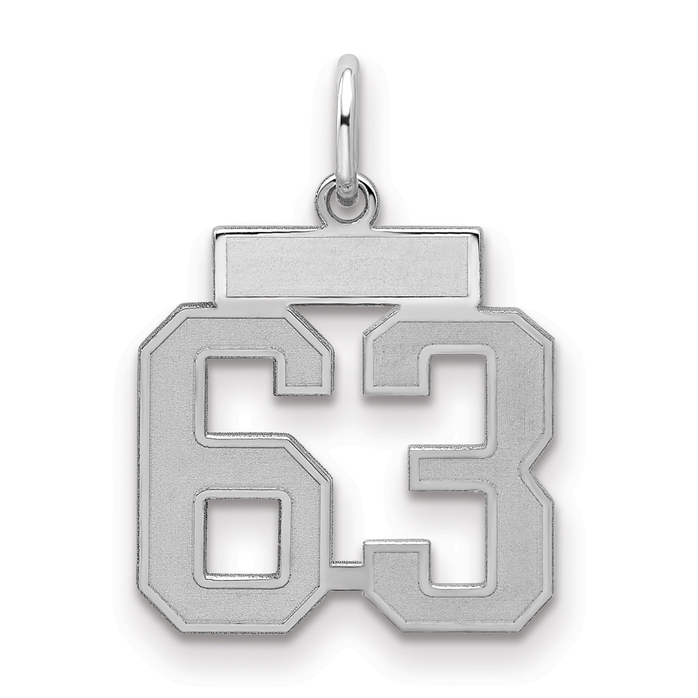 Sterling Silver Silver/Rhodium-Plated Satin Number 63 Charm