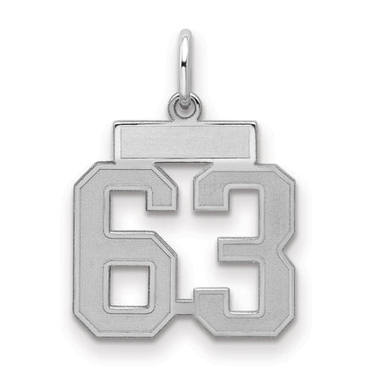 Sterling Silver Silver/Rhodium-Plated Satin Number 63 Charm