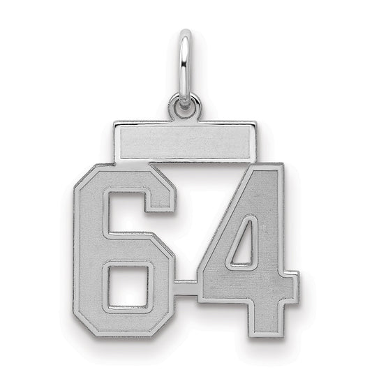 Sterling Silver Silver/Rhodium-Plated Satin Number 64 Charm
